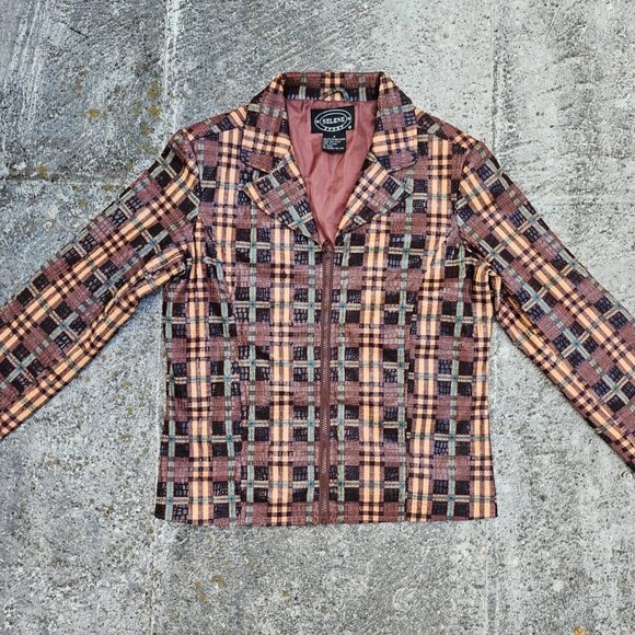 Selene Sport Women Blazer Jacket Brown Snake Skin Pattern Coat Size S - Picture 3 of 13